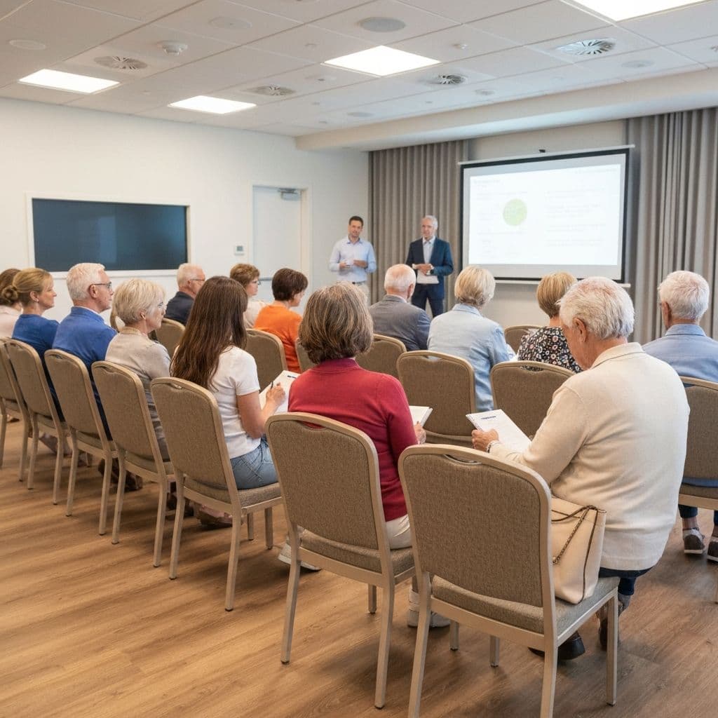 Attendees at a SureWealth Solutions educational seminar -- small group, comfortable setting, real conversations